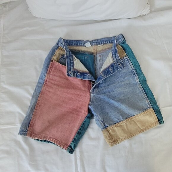 Zena Pants - Zena Multi Color Jean Shorts Button Front BoHo Vintage SIze 11
